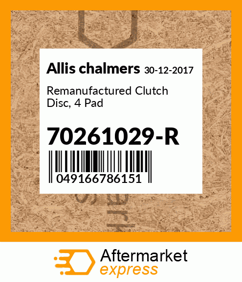 Remanufactured Clutch Disc, 4 Pad 70261029-R