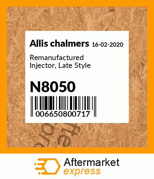 Remanufactured Injector, Late Style N8050