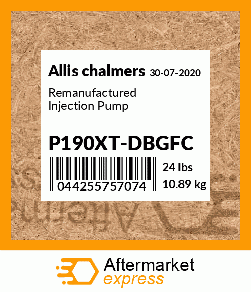 Remanufactured Injection Pump P190XT-DBGFC
