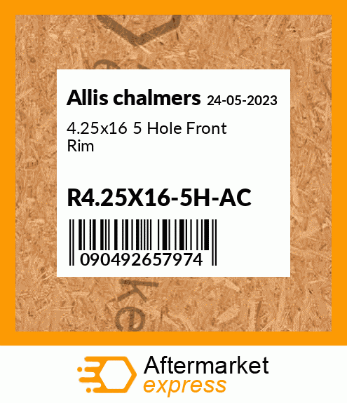 4.25x16 5 Hole Front Rim R4.25X16-5H-AC