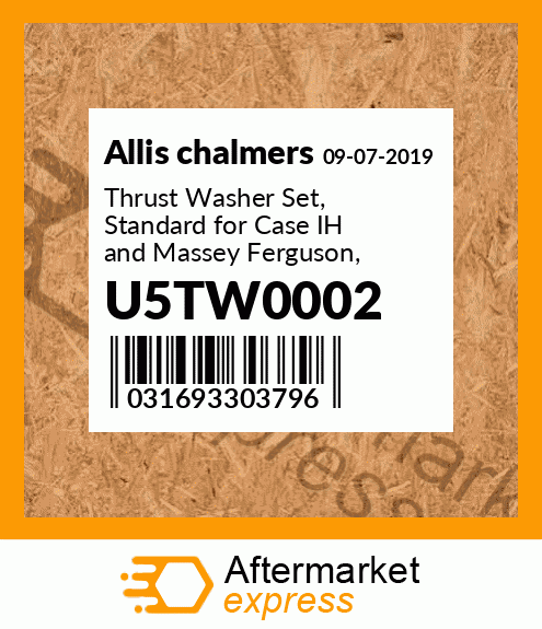 Thrust Washer Set, Standard for Case IH and Massey Ferguson, U5TW0002 U5TW0002