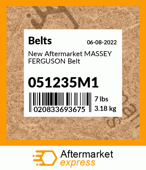 New Aftermarket MASSEY FERGUSON Belt 051235M1