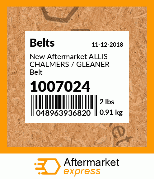 New Aftermarket ALLIS CHALMERS / GLEANER Belt 1007024