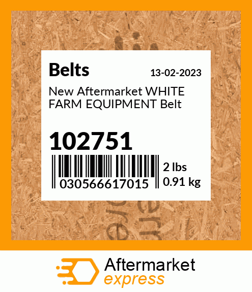 New Aftermarket WHITE FARM EQUIPMENT Belt 102751