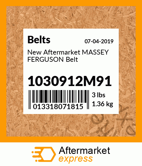 New Aftermarket MASSEY FERGUSON Belt 1030912M91