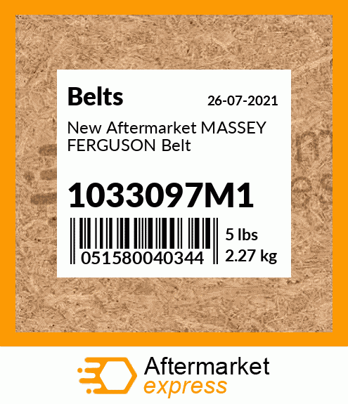 New Aftermarket MASSEY FERGUSON Belt 1033097M1