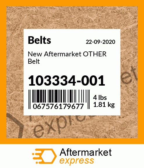 New Aftermarket OTHER Belt 103334-001