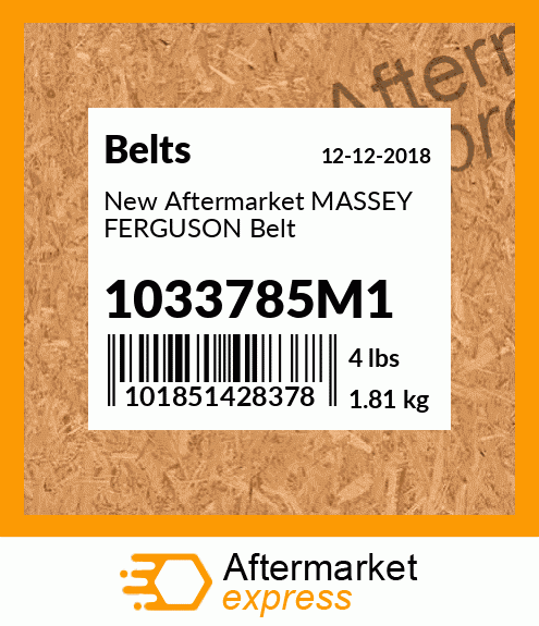 New Aftermarket MASSEY FERGUSON Belt 1033785M1