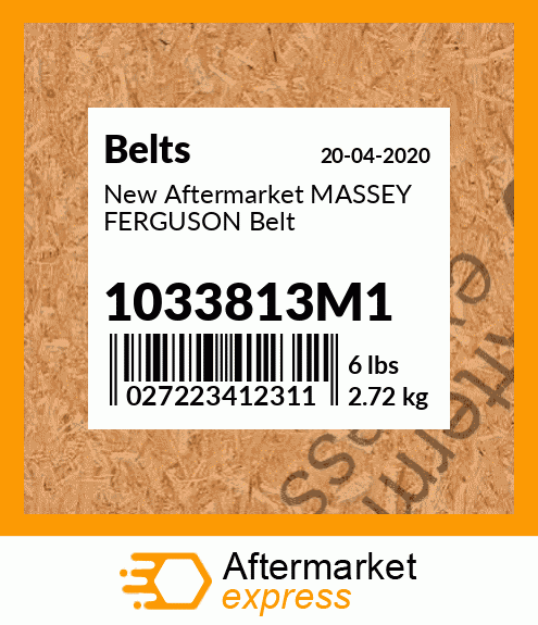 New Aftermarket MASSEY FERGUSON Belt 1033813M1