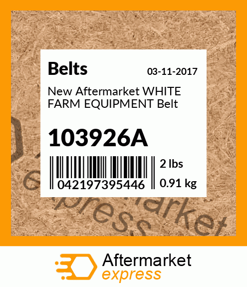 New Aftermarket WHITE FARM EQUIPMENT Belt 103926A