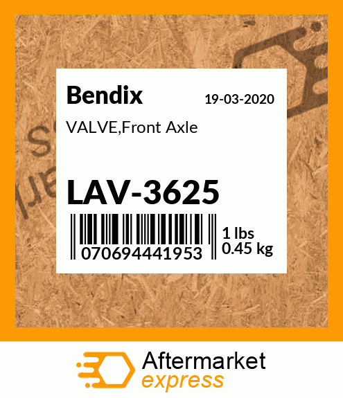 VALVE,Front Axle LAV-3625