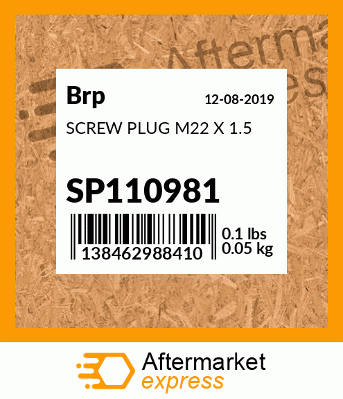 SCREW PLUG M22 X 1.5 SP110981