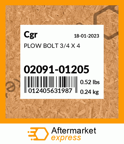 PLOW BOLT 3/4 X 4 02091-01205