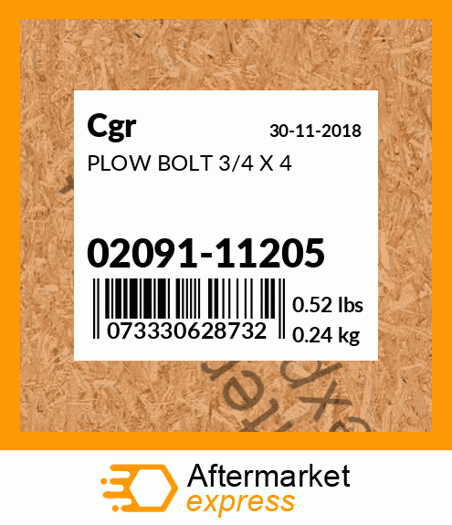 PLOW BOLT 3/4 X 4 02091-11205