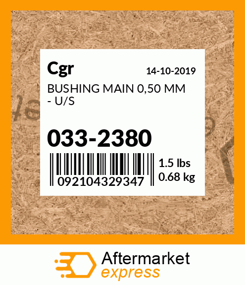 BUSHING MAIN 0,50 MM - U/S 033-2380