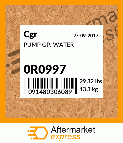 PUMP GP. WATER 0R0997