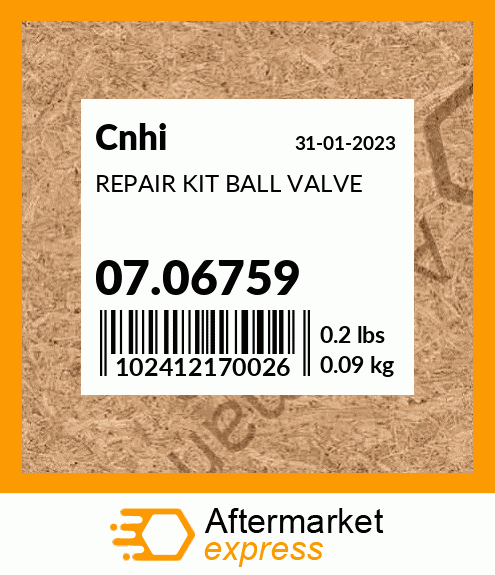 REPAIR KIT BALL VALVE 07.06759