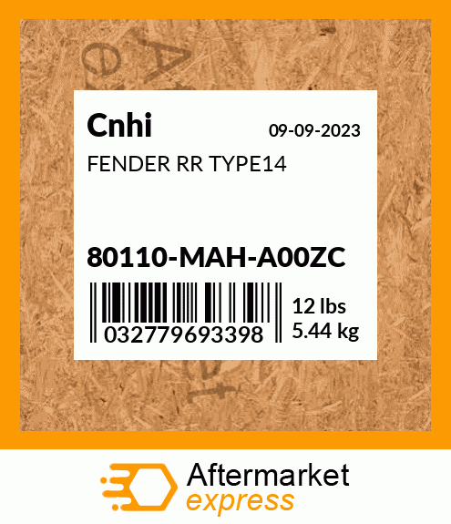 FENDER RR TYPE14 80110-MAH-A00ZC
