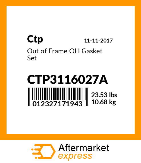 Out of Frame OH Gasket Set CTP3116027A