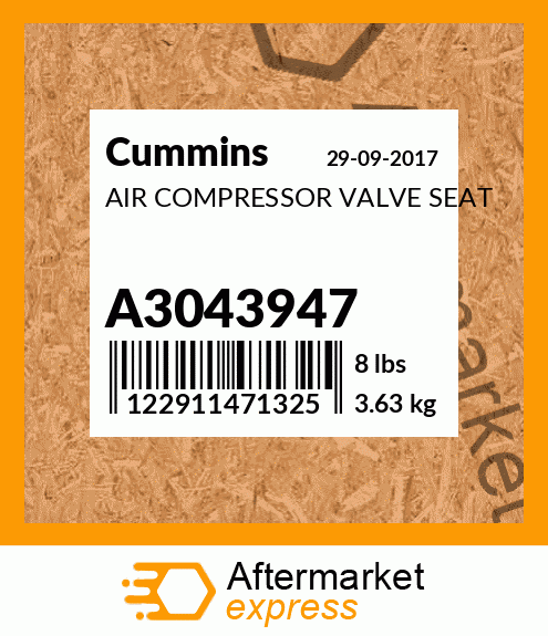 AIR COMPRESSOR VALVE SEAT A3043947