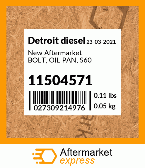 New Aftermarket BOLT, OIL PAN, S60 11504571