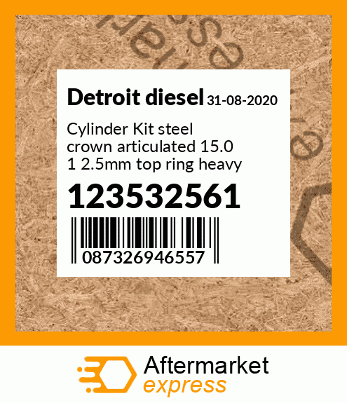 Cylinder Kit steel crown articulated 15.0 1 2.5mm top ring heavy pin 22mm 0.866" ID 125612883 crown and skirt optional replacement for light pin cylinder kit 12352883 in sets of 6 Detroit 123532561