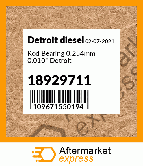 Rod Bearing 0.254mm 0.010" Detroit 18929711