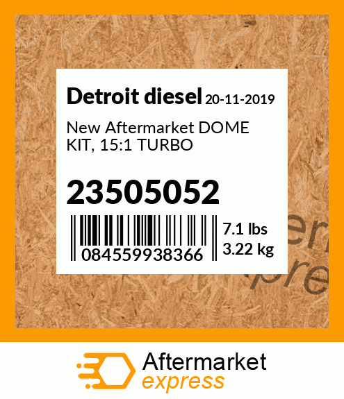 New Aftermarket DOME KIT, 15:1 TURBO 23505052