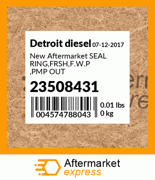 New Aftermarket SEAL RING,FRSH,F.W.P ,PMP OUT 23508431