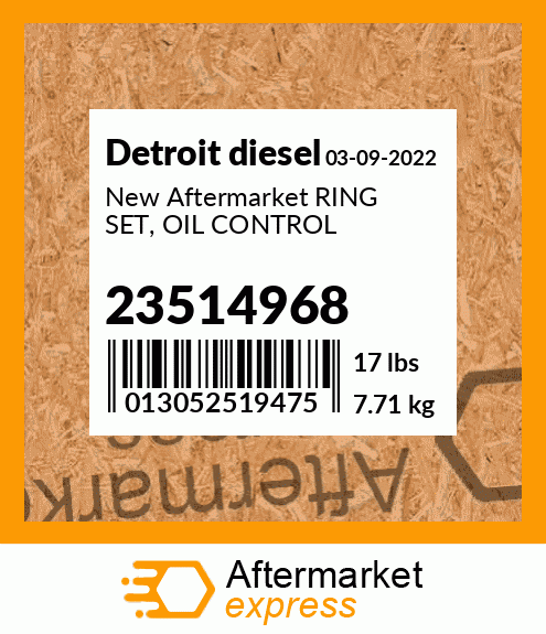 New Aftermarket RING SET, OIL CONTROL 23514968