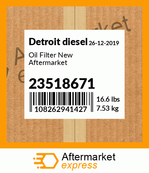 Oil Filter New Aftermarket 23518671