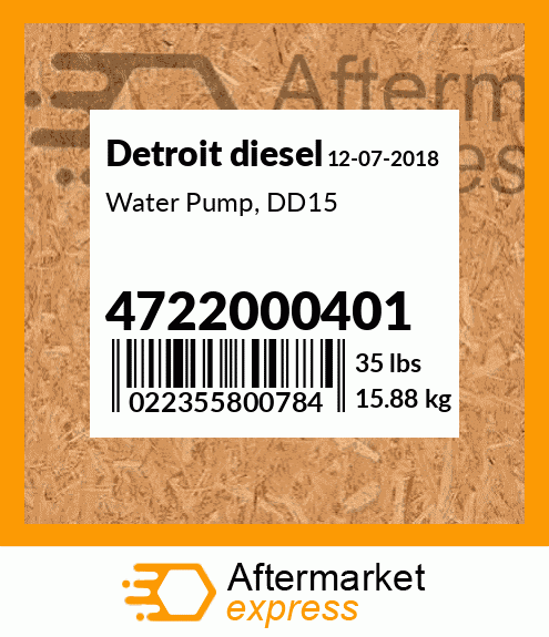 Water Pump, DD15 4722000401