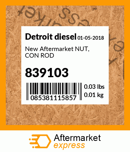 New Aftermarket NUT, CON ROD 839103