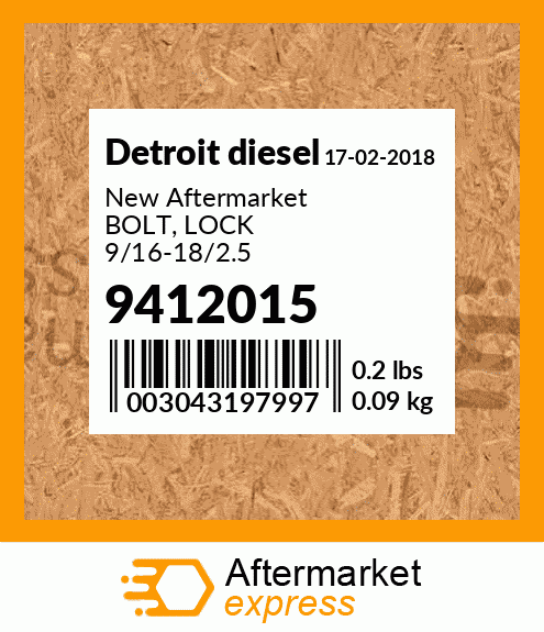 New Aftermarket BOLT, LOCK 9/16-18/2.5 9412015