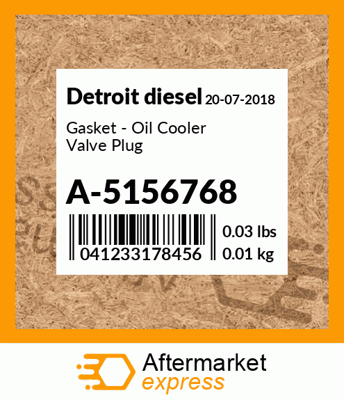 Gasket - Oil Cooler Valve Plug A-5156768