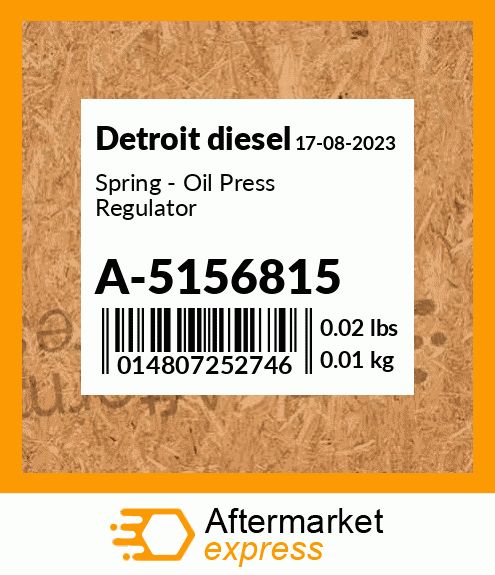 Spring - Oil Press Regulator A-5156815