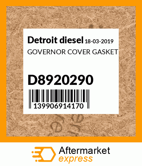 GOVERNOR COVER GASKET D8920290
