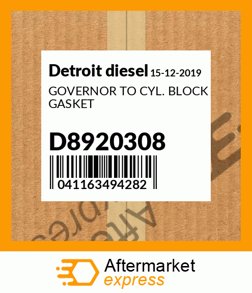 GOVERNOR TO CYL. BLOCK GASKET D8920308