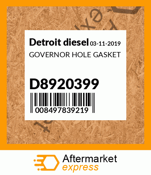 GOVERNOR HOLE GASKET D8920399