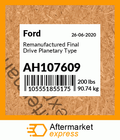Remanufactured Final Drive Planetary Type AH107609