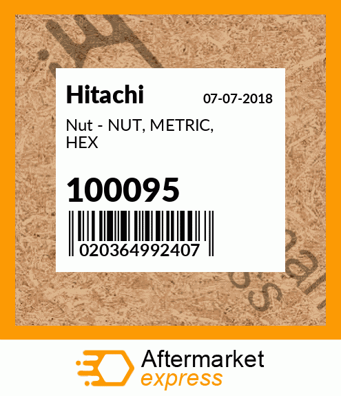 Nut - NUT, METRIC, HEX 100095