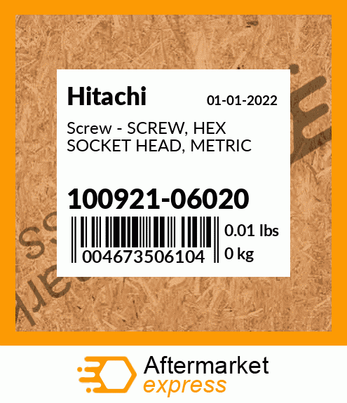 Screw - SCREW, HEX SOCKET HEAD, METRIC 100921-06020