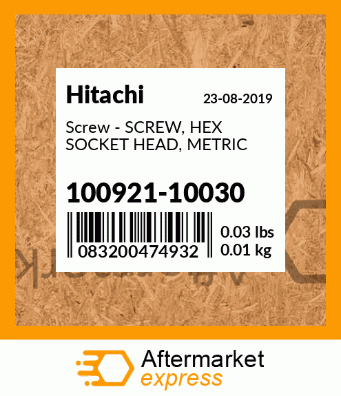 Screw - SCREW, HEX SOCKET HEAD, METRIC 100921-10030