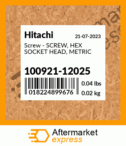 Screw - SCREW, HEX SOCKET HEAD, METRIC 100921-12025