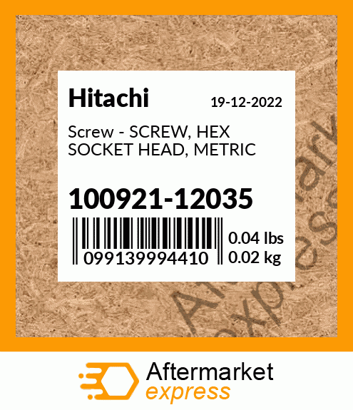 Screw - SCREW, HEX SOCKET HEAD, METRIC 100921-12035