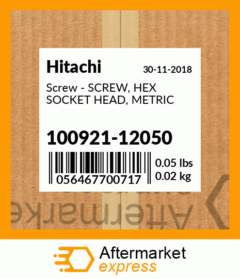 Screw - SCREW, HEX SOCKET HEAD, METRIC 100921-12050