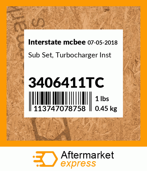 Sub Set, Turbocharger Inst 3406411TC