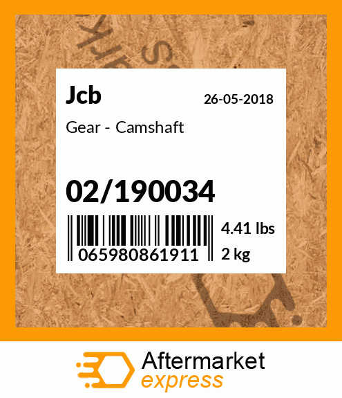Gear - Camshaft 02/190034