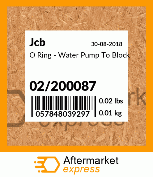 O Ring - Water Pump To Block 02/200087