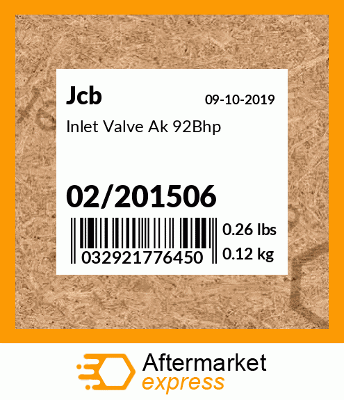 Inlet Valve Ak 92Bhp 02/201506
